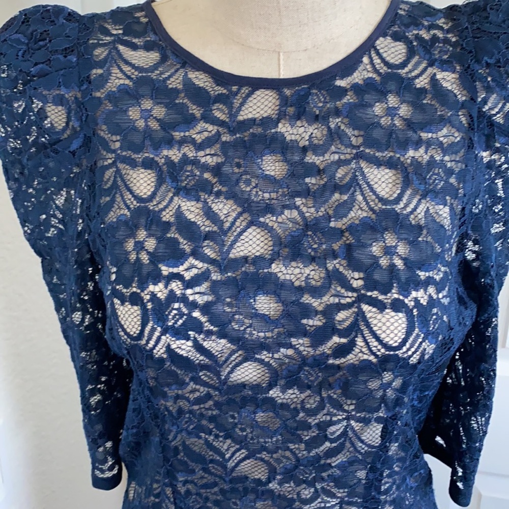 Midnight blue lace top. - Picture 2 of 4